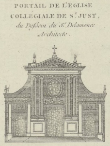 Façade de la collégiale par Delamonce - Architecte - 1750